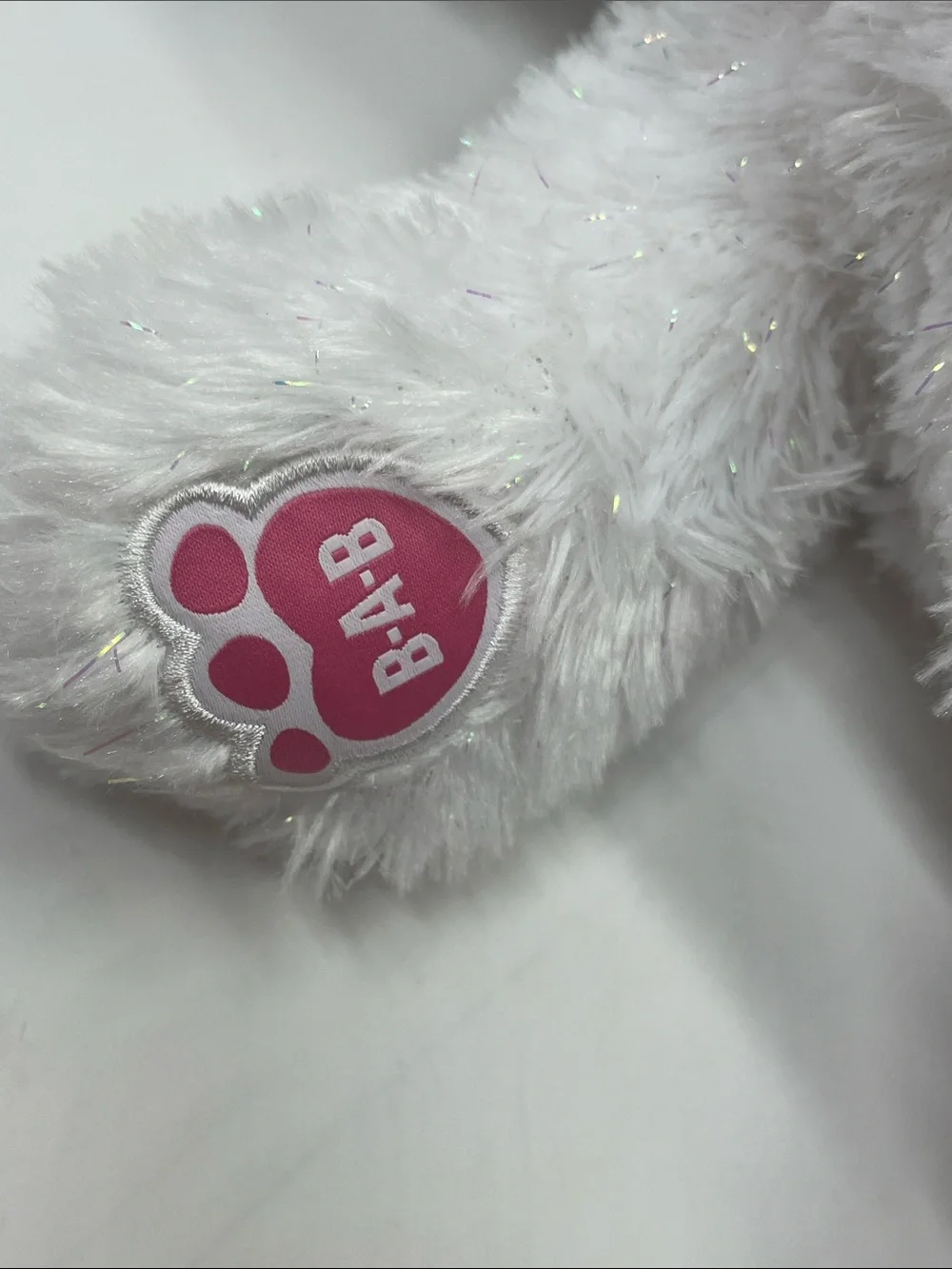 Build-A-Bear White Plush Bear with Blue Eyes and Pink Nose